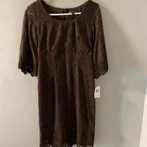 NWT CHRISMcLaughlin Beautiful Lacy Dress~ Brown~Size‎ 4